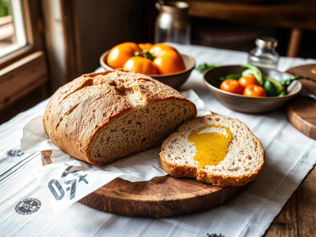 Hausgemachtes Sauerteigbrot mit Kürbiskernöl